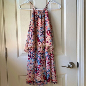 Parker Viola 100% Silk floral pompoms multicolor Romper XS